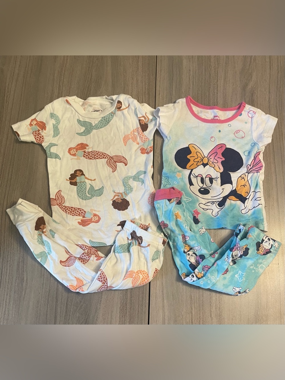 Girls 18M Disney Minnie Mouse & Carter’s Mermaid Pajama Set 2-Piece Bundle